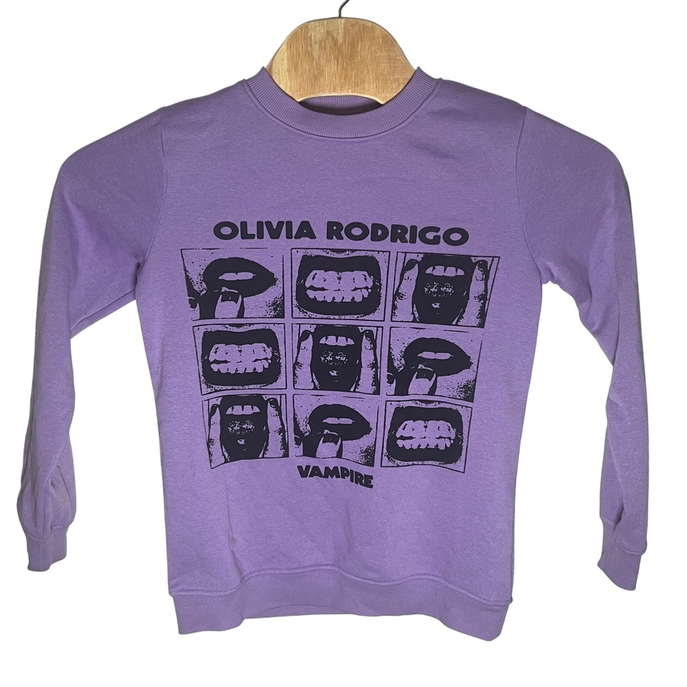 Olivia Rodrigo Sweatshirt Women XS Purple Vampire Graphic Print Guts Tour Merch - Picture 5 of 6